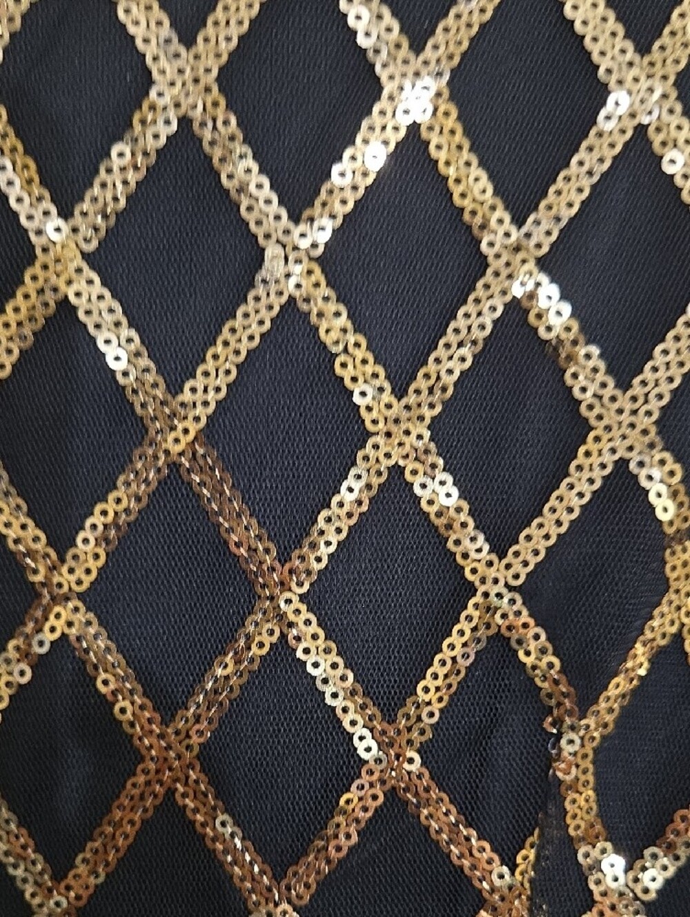 Source Unknown Black Long-Sleeve Dress with Gold Lattice Sequin - Picture 7 of 7